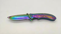 Femme Fatale FF-A008 Folding Pocket Knife Spring Assisted Rainbow Plain Liner SS