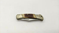 Sharp #800 Japan Folding Pocket Knife Single Plain Edge Lockback Stag/Antler