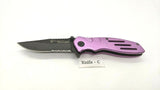 Smith & Wesson Extreme Ops SWA24SP Folding Pocket Knife Combo Edge Liner Pink