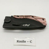 Realtree AP Pink Camo Folding Pocket Knife Plain Edge Frame Lock Blk Stainless