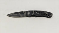 Sheffield Black Camo Single Blade Folding Pocket Knife Frame Lock Plain Edge SS