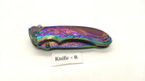 Femme Fatale FF-A008 Folding Pocket Knife Spring Assisted Rainbow Plain Liner SS