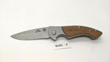 Ozark Trail Folding Pocket Knife Stainless Steel Framelock Plain Edge Wood Inlay