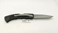 Ozark Trail Folding Pocket Knife Combo Edge Lockback Black Plastic Stainless