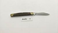 Buck #379 Solo Folding Pocket Knife 3 Pin Wood Handle Brass Bolsters Clip Point