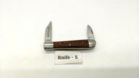 Winchester 2 Blade Folding Pocket Knife Surgical Stainless Clip Point 3 Pin Wood