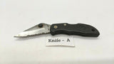 Ruko Model RK7032 Folding Pocket Knife Combo Blade Lockback Black Textured Nylon