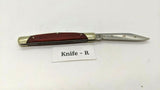 Buck #379 Solo Folding Pocket Knife 3 Pin Wood Handle Brass Bolsters Clip Point