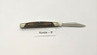 Buck #379 Solo Folding Pocket Knife 3 Pin Wood Handle Brass Bolsters Clip Point