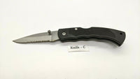 Ozark Trail Folding Pocket Knife Combo Edge Lockback Black Plastic Stainless