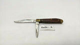 Vtg Sears 2 Blade 95420 Folding Pocket Knife 3 Pin Wood Handle w/Brass Bolsters