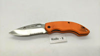 Ozark Trail Outdoor Equipment Folding Pocket Knife Combo Edge Liner Lock Orange