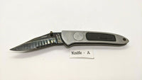 Eddie Bauer Titanium Coated Combo Folding Pocket Knife Button Lock Stainless