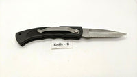 Ozark Trail Folding Pocket Knife Combo Edge Lockback Black Plastic Stainless