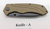 Camillus Titanium 7 3/4" Folding Pocket Knife 3 1/8" Plain Blade Tan G10 Handle
