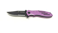 Smith & Wesson Extreme Ops SWA24SP Folding Pocket Knife Combo Edge Liner Pink