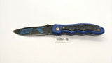 Frost Cutlery Folding Pocket Knife Plain Edge Liner Lock Blue & Black ABS Handle