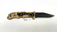 Sheffield Tan Camo Single Plain Blade Folding Pocket Knife Liner Lock Stainless