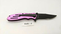 Smith & Wesson Extreme Ops SWA24SP Folding Pocket Knife Combo Edge Liner Pink