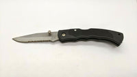 Ozark Trail Folding Pocket Knife Combo Edge Lockback Black Plastic Stainless