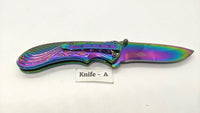 Femme Fatale FF-A008 Folding Pocket Knife Spring Assisted Rainbow Plain Liner SS