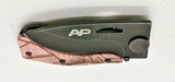 Realtree AP Pink Camo Folding Pocket Knife Plain Edge Frame Lock Blk Stainless