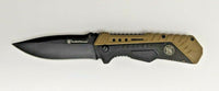 Smith & Wesson 1084302 Folding Pocket Knife Plain Liner Blk/Tan Rubberized Alum