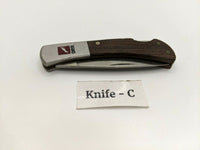 Vtg Barlow Folding Pocket Knife Stainless Steel Bolster w/Wood Handle Lockback