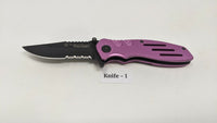 Smith & Wesson Extreme Ops SWA24SP Folding Pocket Knife Combo Edge Liner Pink