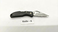 Maxam Small Black Falcon Folding Pocket Knife Lockback Combo Edge Plastic Handle