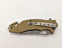 Unbranded Drop Point Plain Edge Liner Lock Tan Handle Folding Pocket Knife