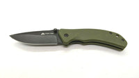 Ozark Trail 19460 Folding Pocket Knife Plain Edge Liner Lock Black SS Green G10