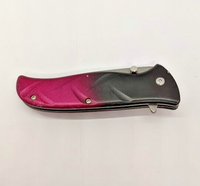 Tiger PSA0006-R Drop Point Plain Edge Liner Lock Pink Black Folding Pocket Knife