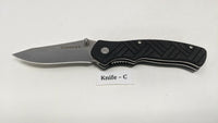 Stanley Tactical Folding Pocket Knife Black Rubber Handle Plain Liner Lock