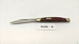 Buck #379 Solo Folding Pocket Knife 3 Pin Wood Handle Brass Bolsters Clip Point