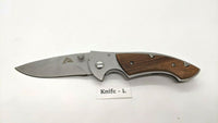 Ozark Trail Folding Pocket Knife Stainless Steel Framelock Plain Edge Wood Inlay