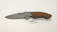 Ozark Trail Folding Pocket Knife Plain Edge Frame Lock Stainless Steel w/Wood