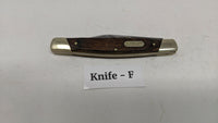 Buck #379 Solo Folding Pocket Knife 3 Pin Wood Handle Brass Bolsters Clip Point