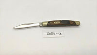 Buck #379 Solo Folding Pocket Knife 3 Pin Wood Handle Brass Bolsters Clip Point