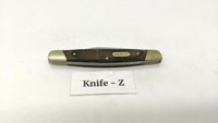 Buck #379 Solo Folding Pocket Knife 3 Pin Wood Handle Brass Bolsters Clip Point