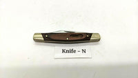 Buck #379 Solo Folding Pocket Knife 3 Pin Wood Handle Brass Bolsters Clip Point
