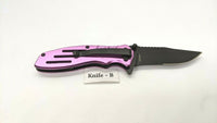 Smith & Wesson Extreme Ops SWA24SP Folding Pocket Knife Combo Edge Liner Pink