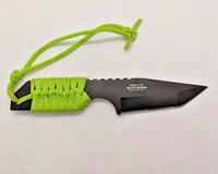 Survivor Outdoor Neon Green Cord Wrapped Tanto Point Plain Edge Fixed Blade Knif