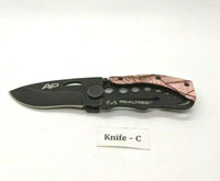Realtree AP Pink Camo Folding Pocket Knife Plain Edge Frame Lock Blk Stainless