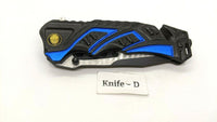 MTech USA MT-A865 Police Rescue Folding Pocket Knife Combo Liner Assisted Blue