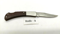 Vtg Barlow Folding Pocket Knife Stainless Steel Bolster w/Wood Handle Lockback