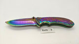 Femme Fatale FF-A008 Folding Pocket Knife Spring Assisted Rainbow Plain Liner SS