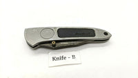 Eddie Bauer Titanium Coated Combo Folding Pocket Knife Button Lock Stainless