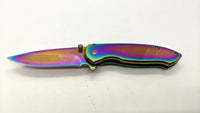 Tac-Force TF-862 USA Design Folding Pocket Knife Plain Edge Frame Lock Rainbow