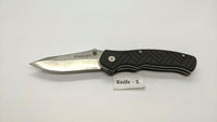 Stanley Tactical Folding Pocket Knife Black Rubber Handle Plain Liner Lock